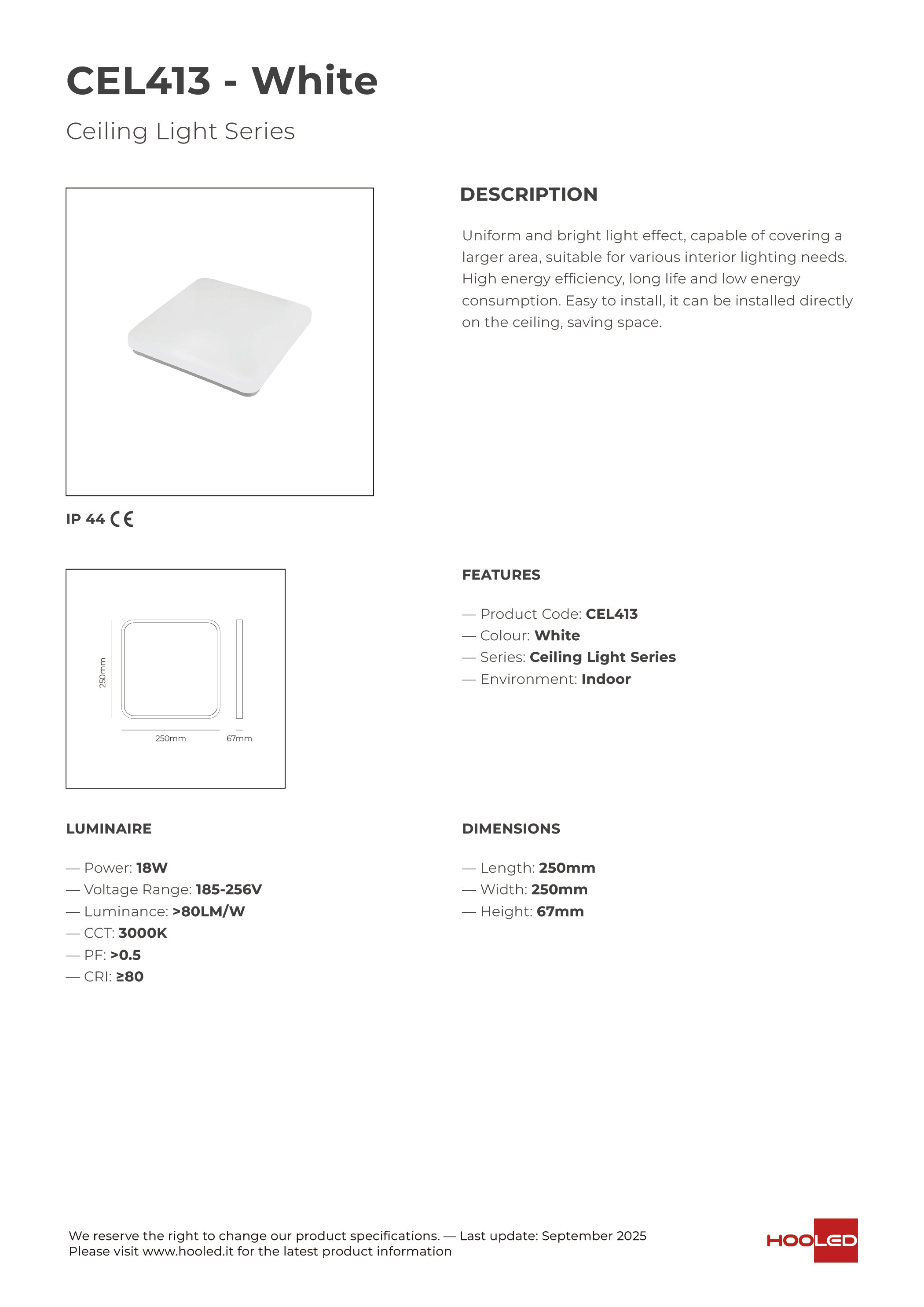 Plafoniera LED Quadrate - CEL413 CEL414