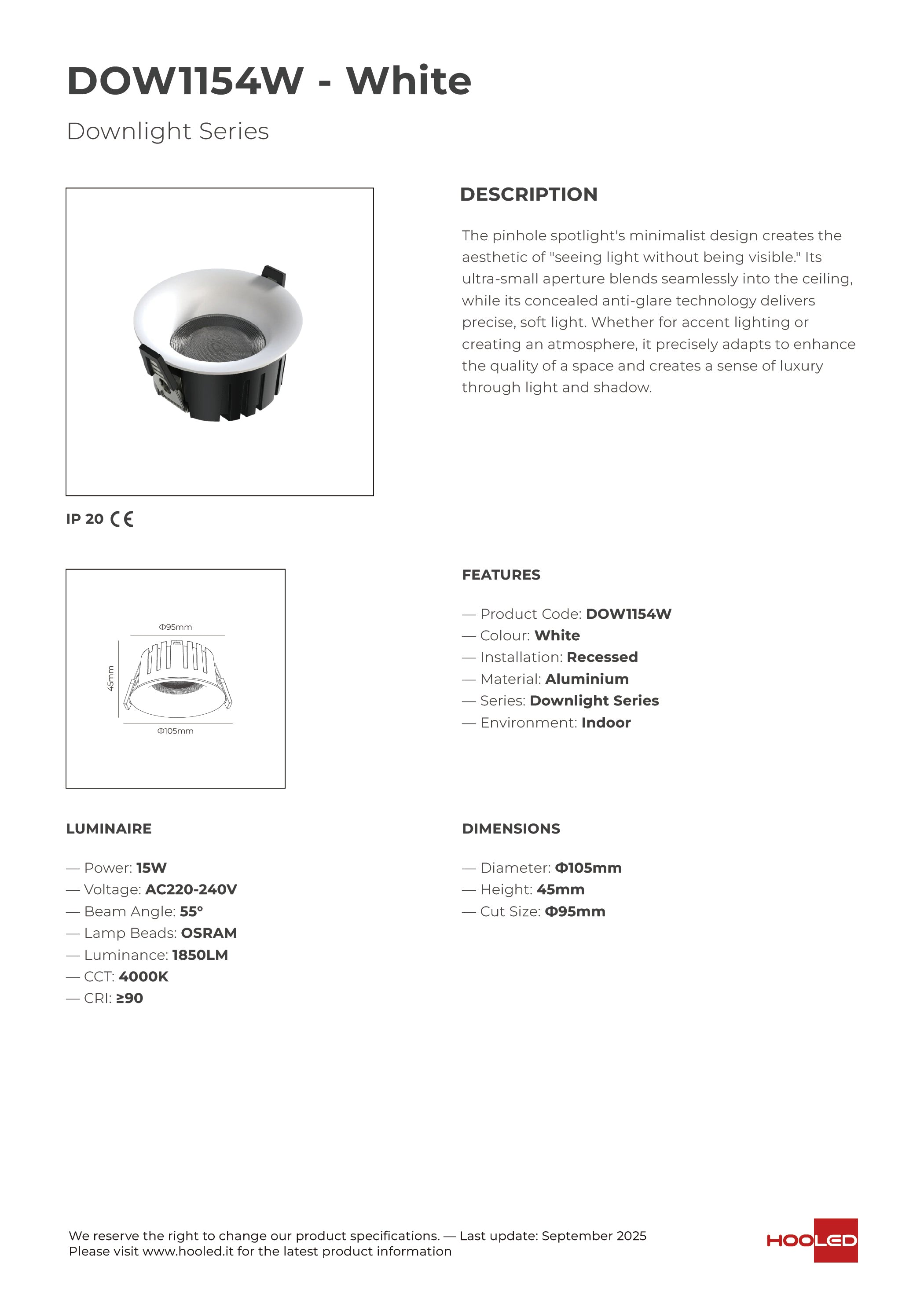 Down Light White - DOW1153W DOW1154W