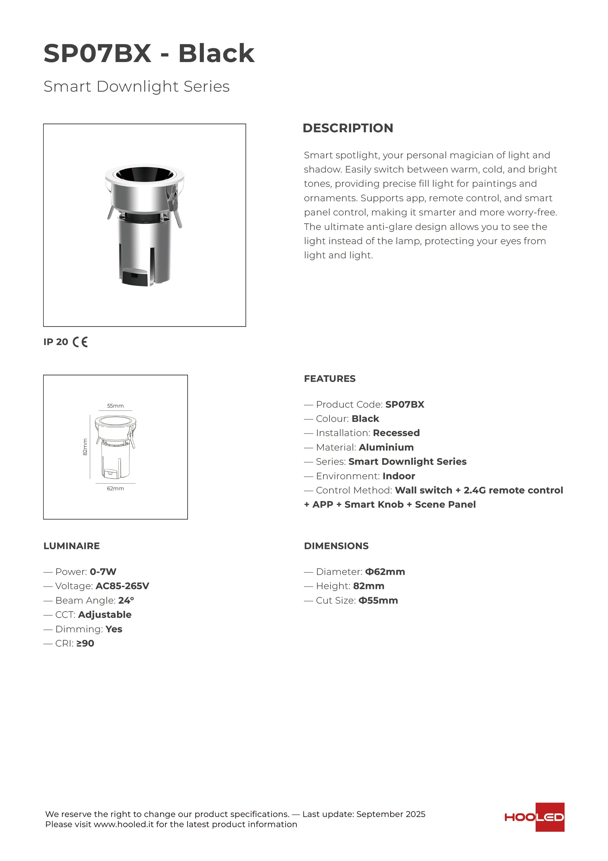 Smart Spot Light Black/White - SP07BX SP07WX