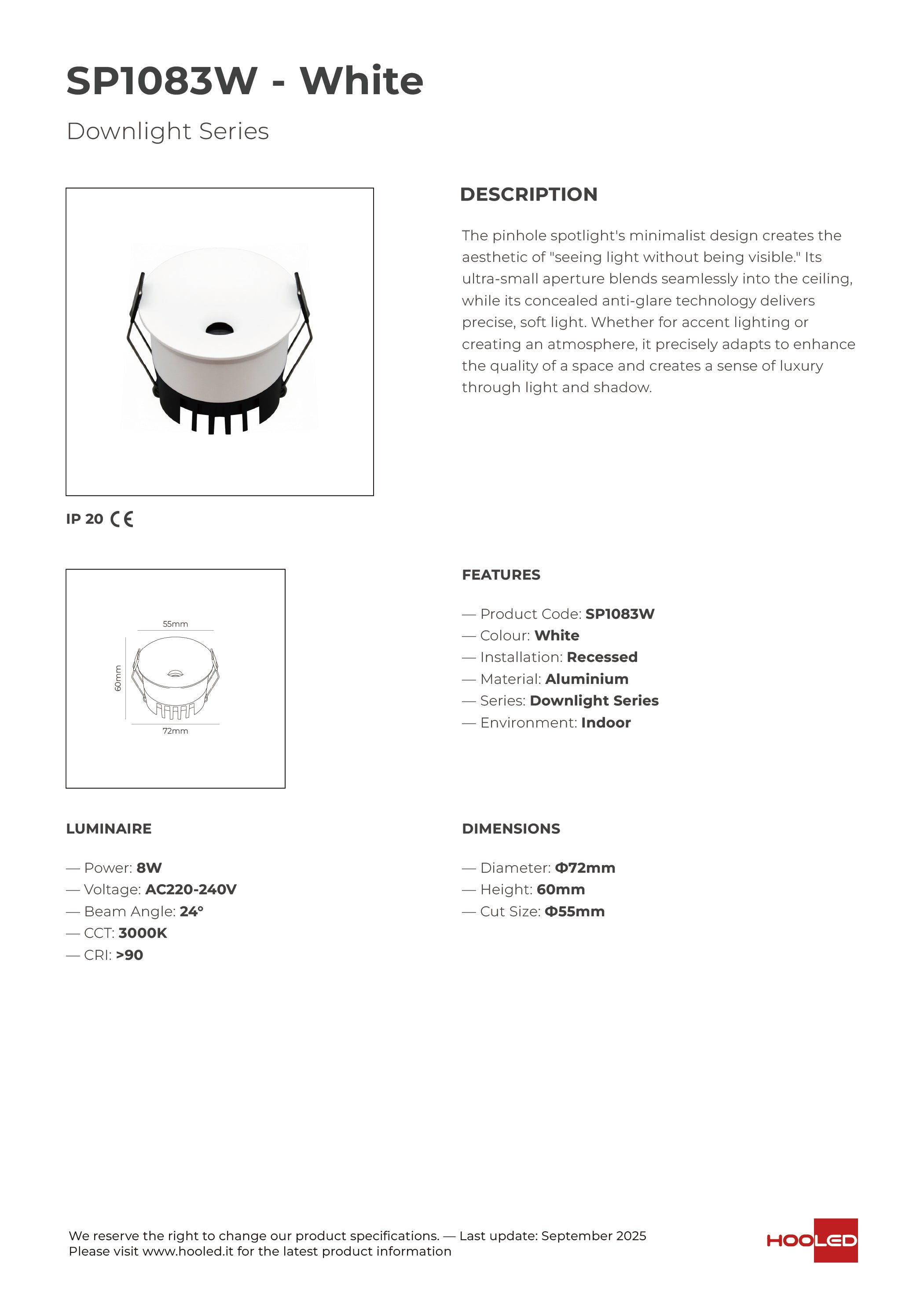 Spot Light White/Bright Black/Black - SP1083W SP1083G SP1083B