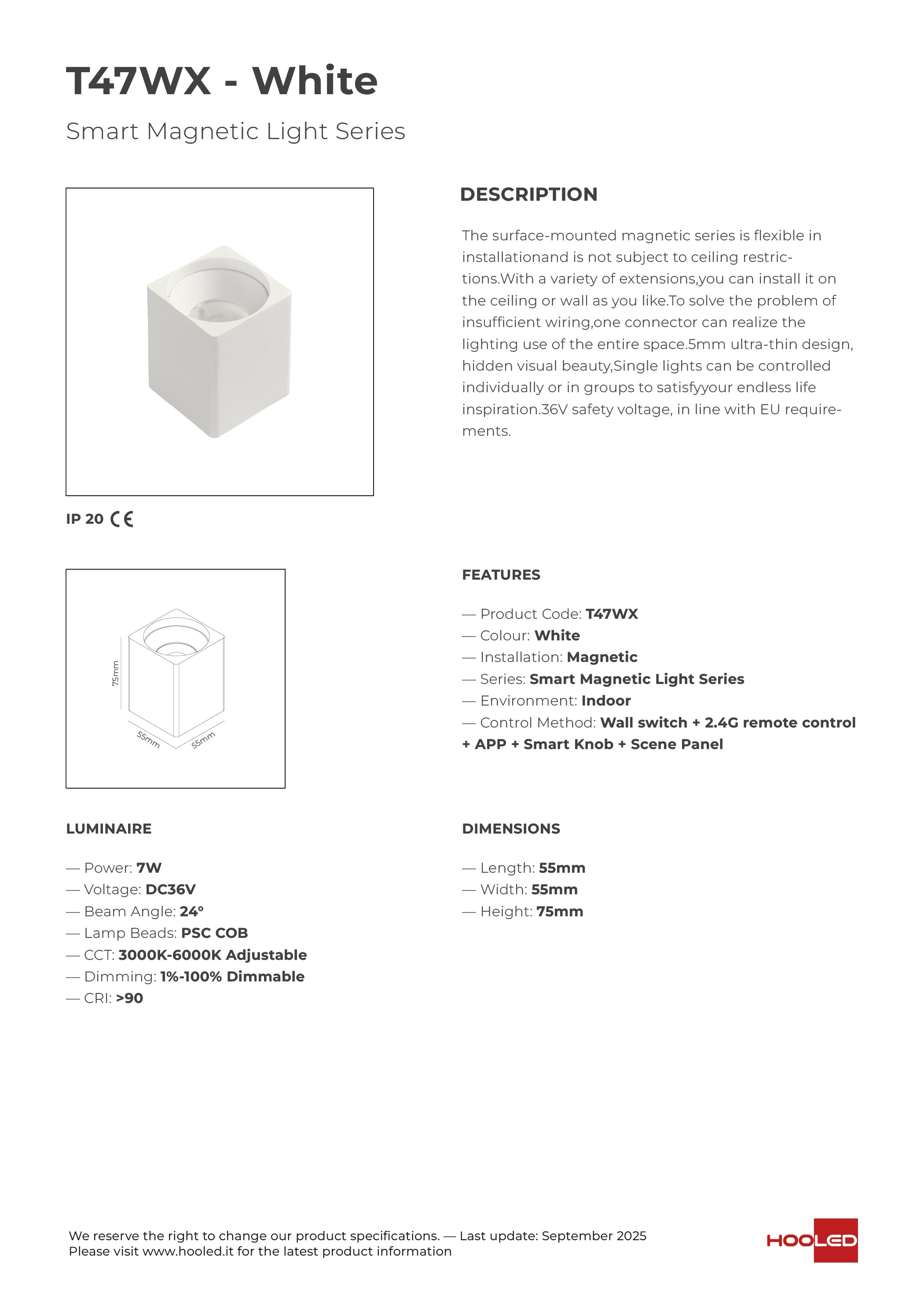 Square Spot Light Black/White - T47BX T47WX