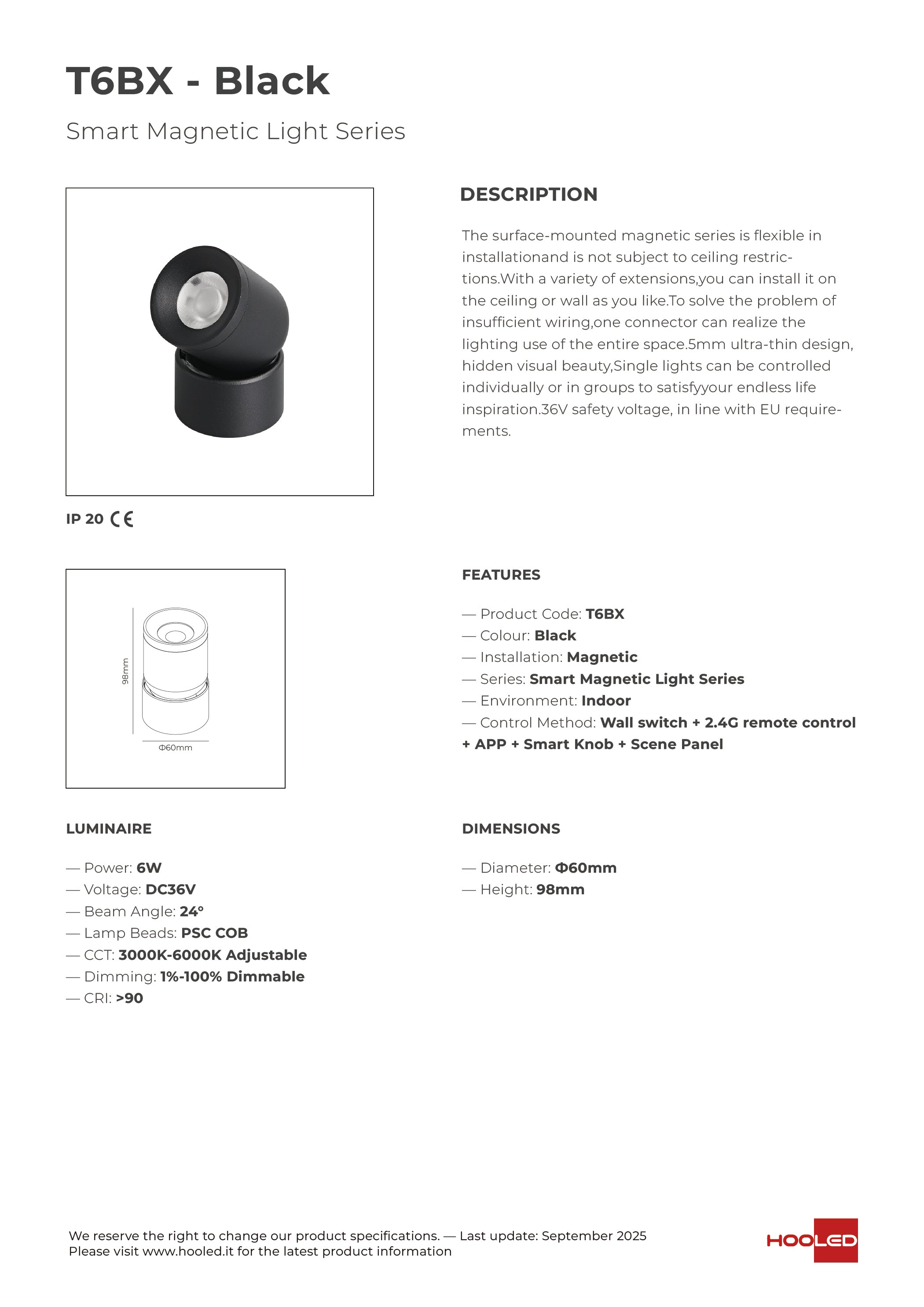 Round Directional Spot  Light Black/White - T6BX T6WX