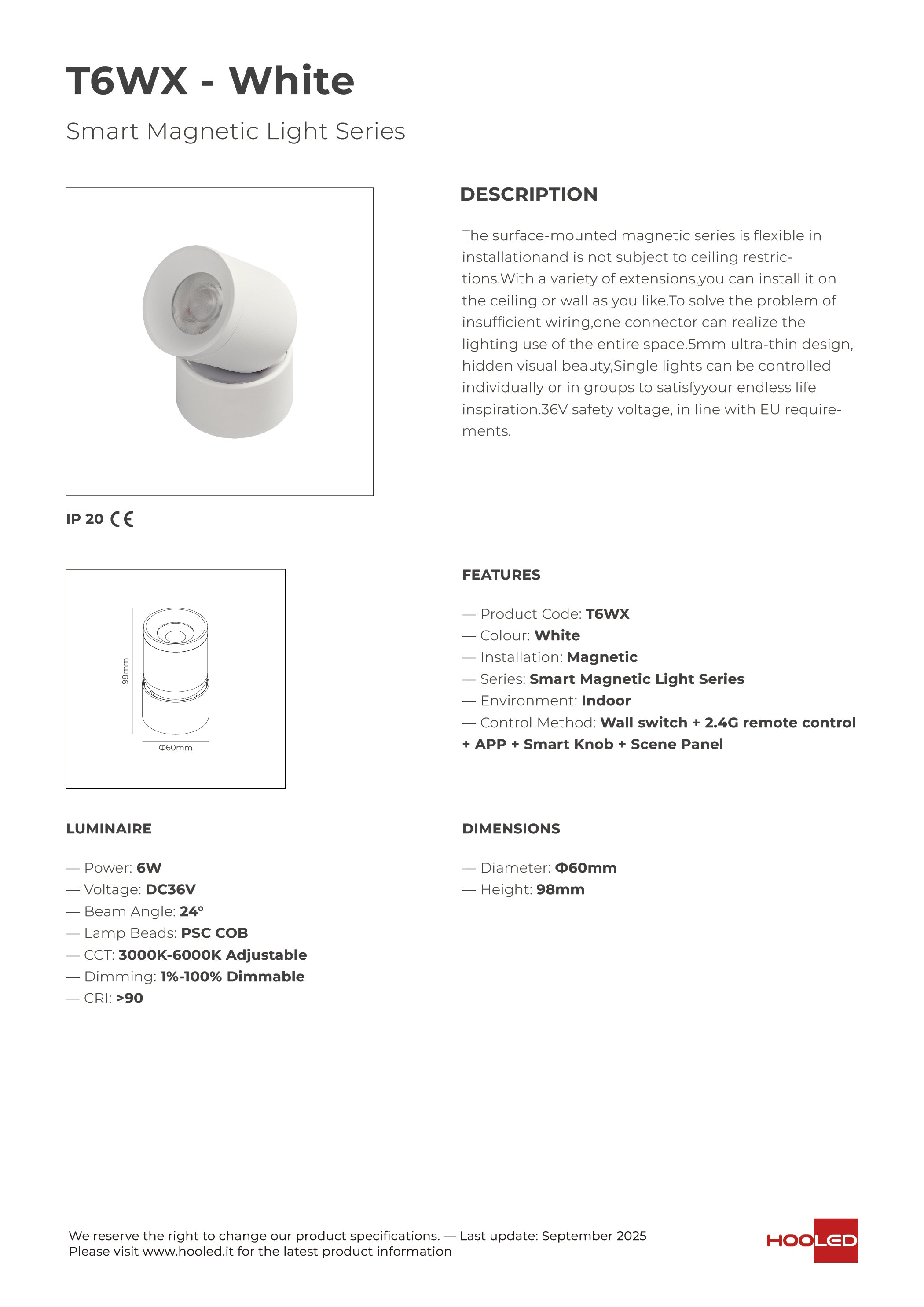 Round Directional Spot  Light Black/White - T6BX T6WX