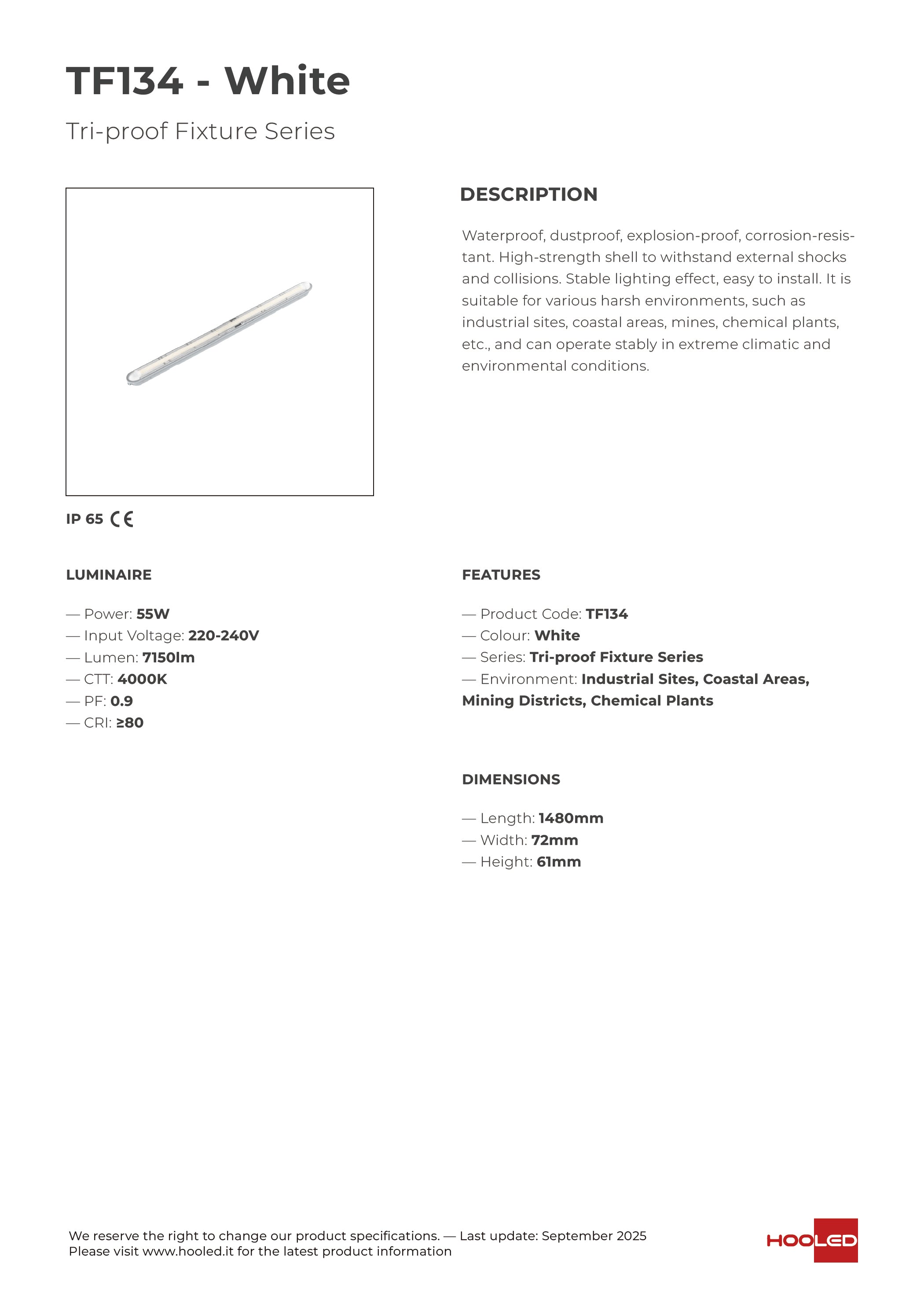 Weatherproof Fixture Plafoniera Stagna LED - TF134