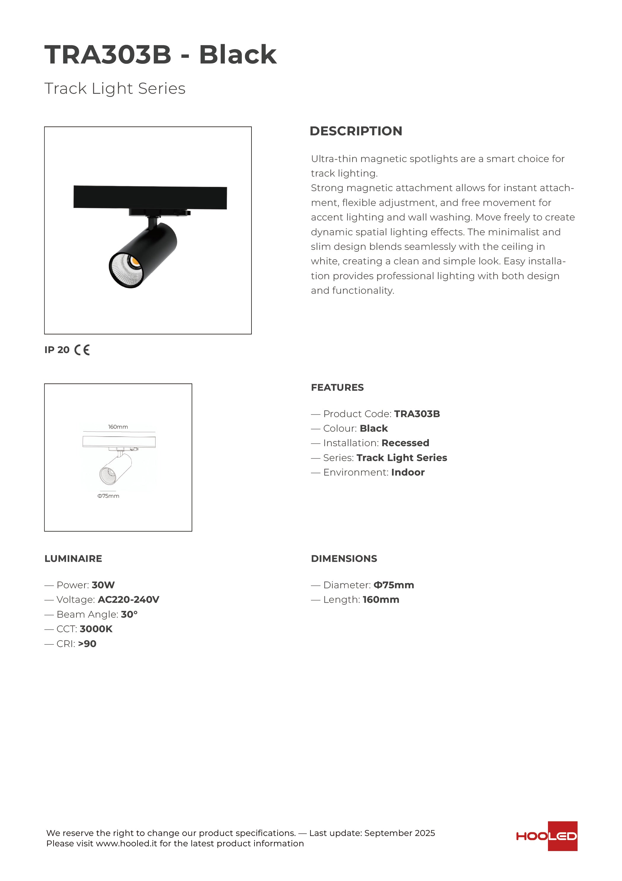 Track Light Black/White - TRA303B TRA303W