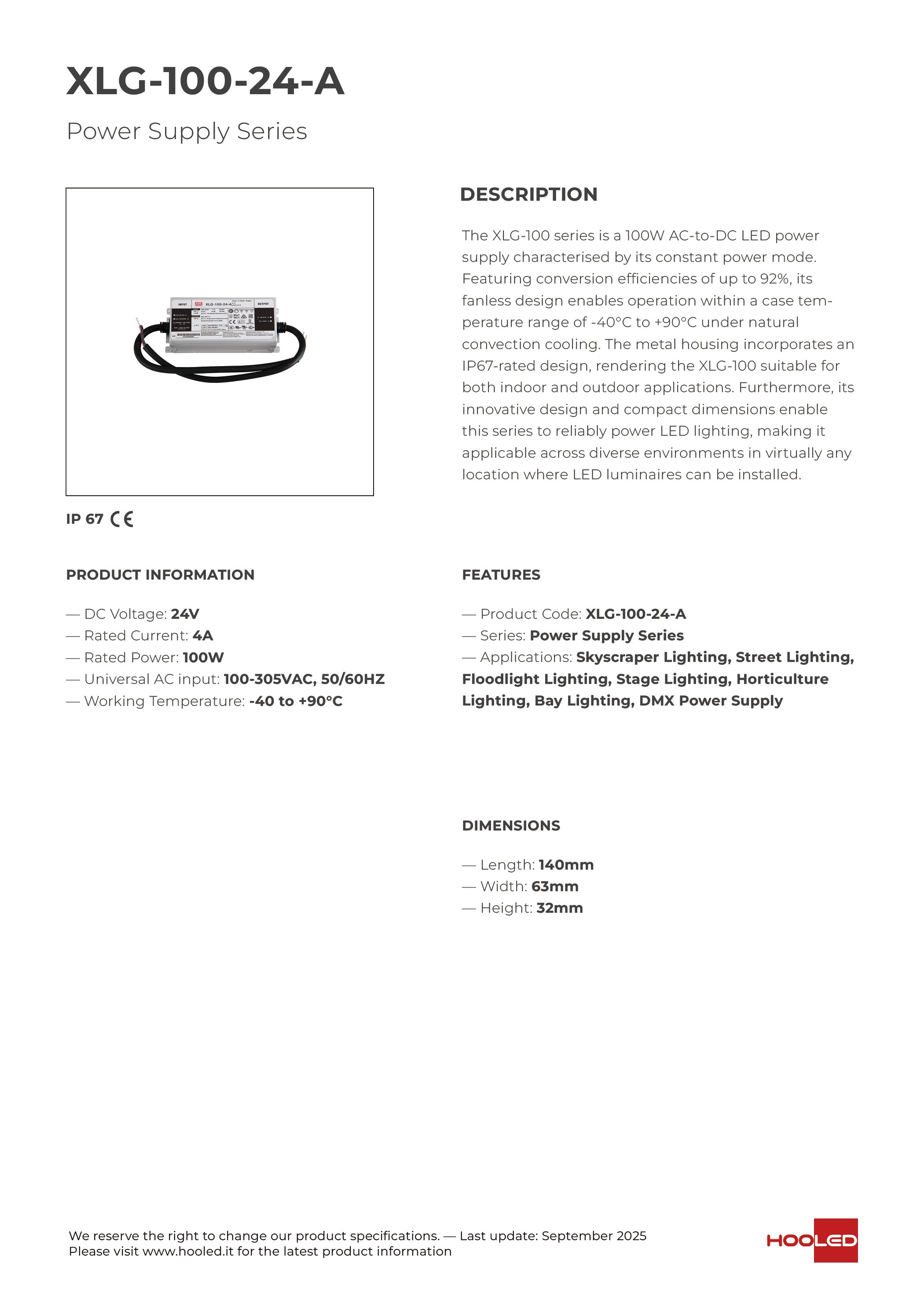 Alimentatore - XLG-100-12-A XLG-100-24-A