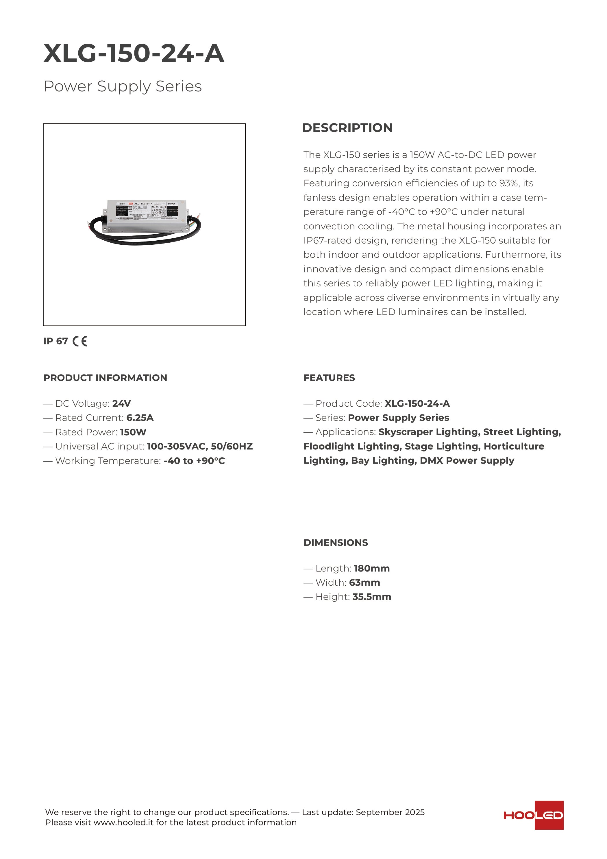Alimentatore - XLG-150-12-A XLG-150-24-A