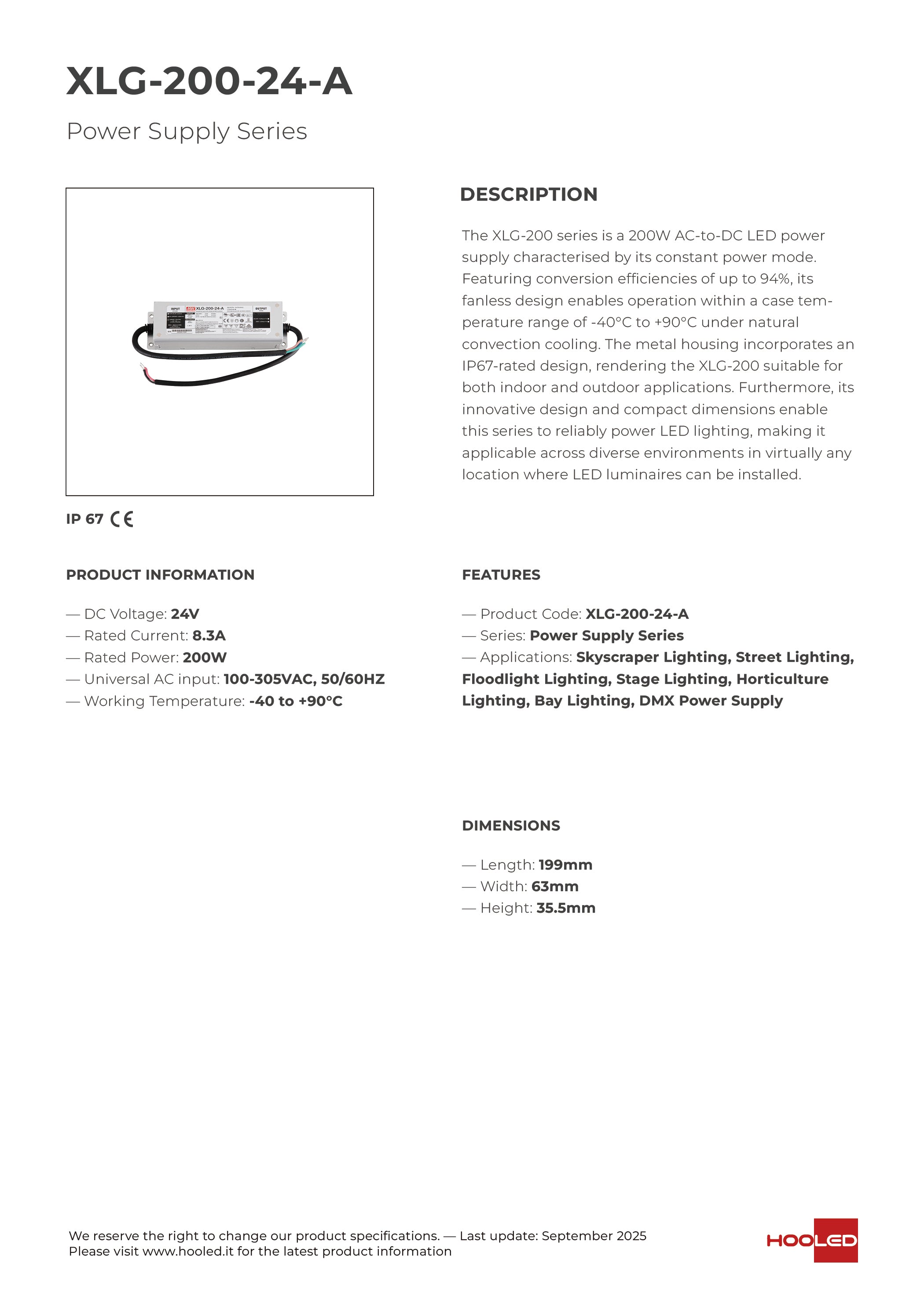 Alimentatore - XLG-200-12-A XLG-200-24-A