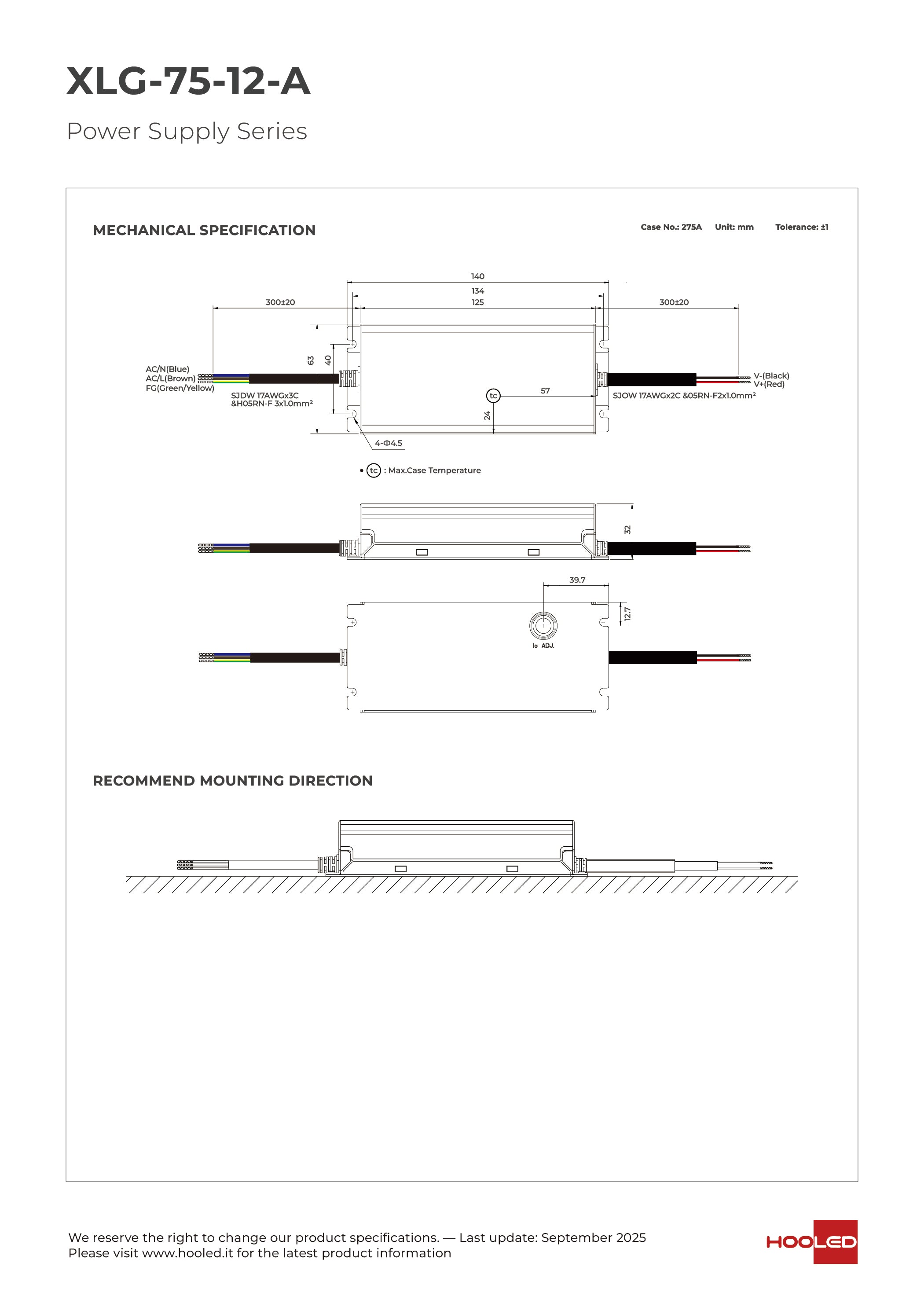 Alimentatore - XLG-75-12-A XLG-75-24-A