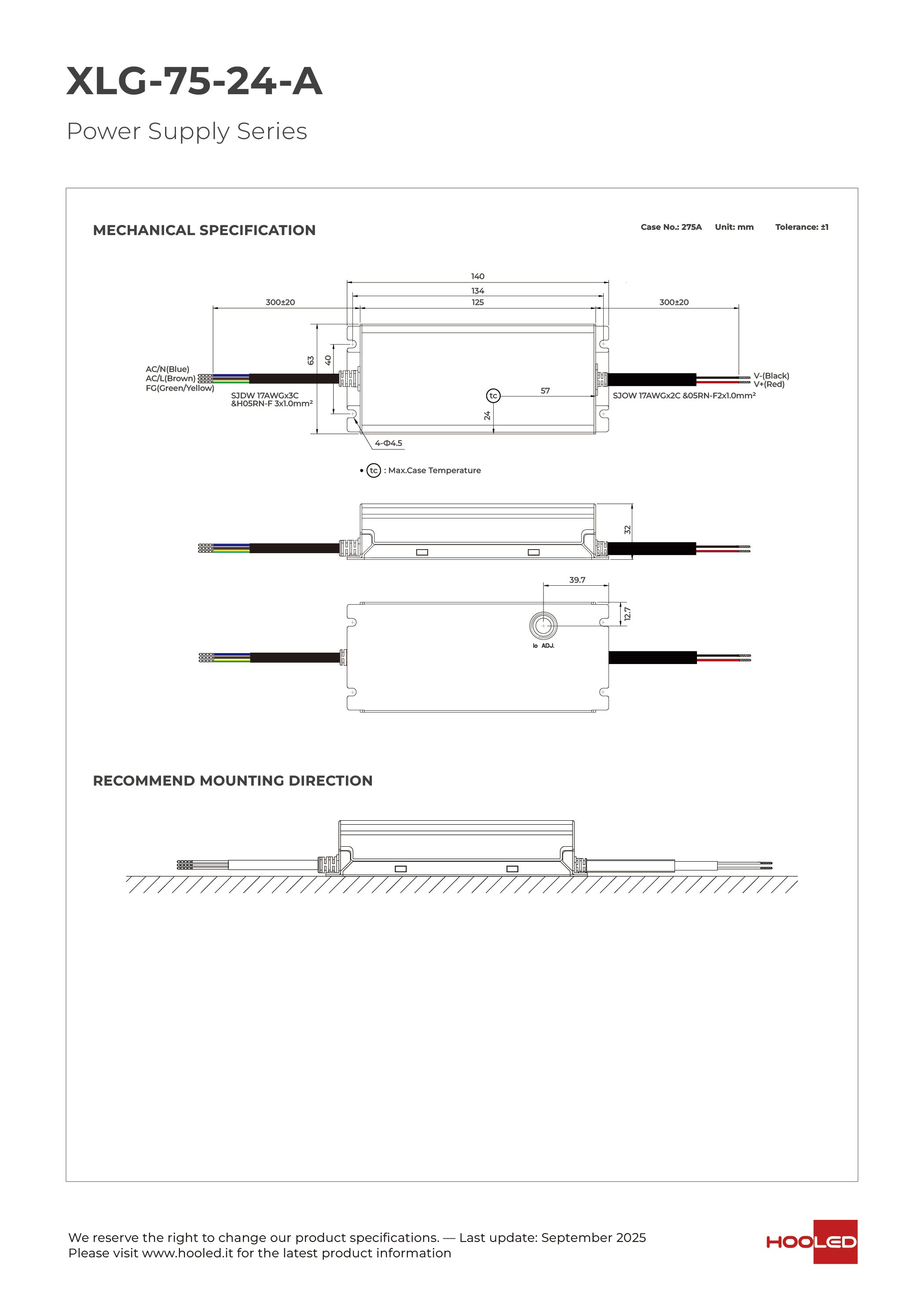 Alimentatore - XLG-75-12-A XLG-75-24-A